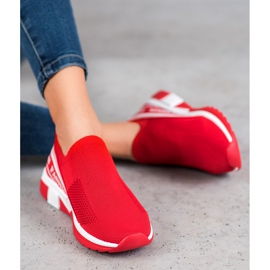 SHELOVET Moda Slipony Openwork bianco rosso 1