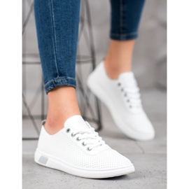 SHELOVET Sneakers Traforate Con Ecopelle bianco grigio 2
