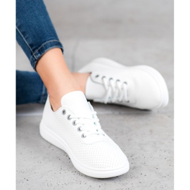 SHELOVET Sneakers Traforate Con Ecopelle bianca grigio 1