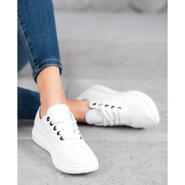 SHELOVET Sneakers Traforate Con Ecopelle bianca 1