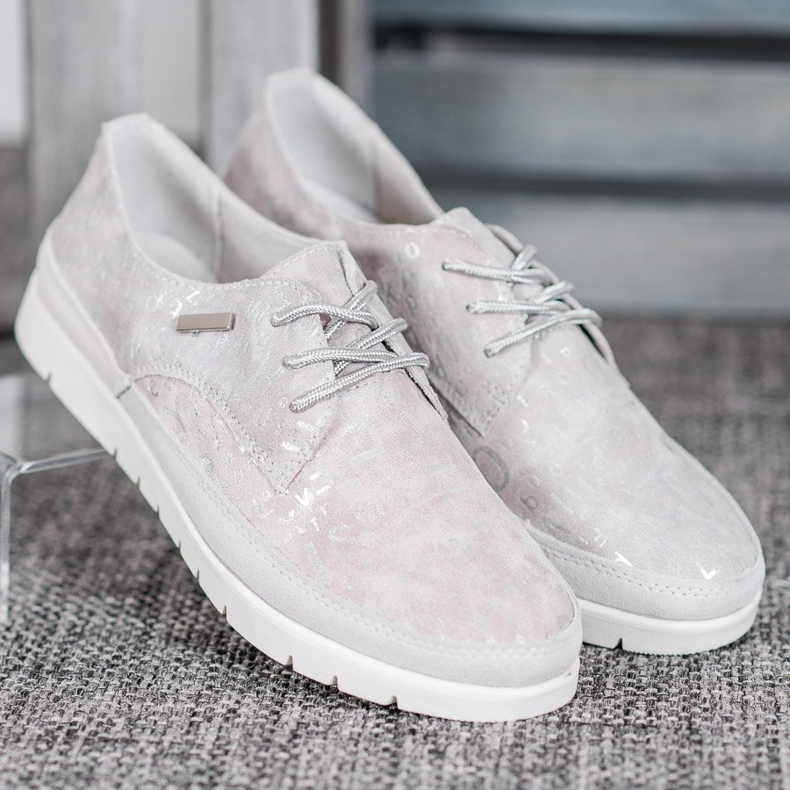 Filippo Scarpe brogue in pelle sulla piattaforma grigio 2