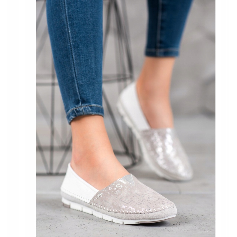 Filippo Scarpe Slip-On in pelle rosa grigio 2
