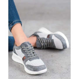 Filippo Scarpe in pelle con effetto holo bianco grigio 1