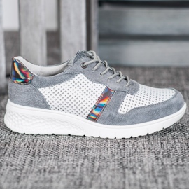Filippo Scarpe in pelle con effetto holo bianco grigio 2