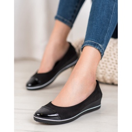 McKey Ballerine in pelle scamosciata su zeppa nero 2
