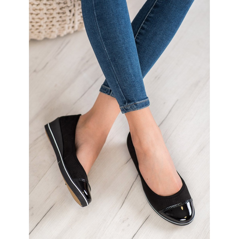 McKey Ballerine in pelle scamosciata su zeppa nero 1