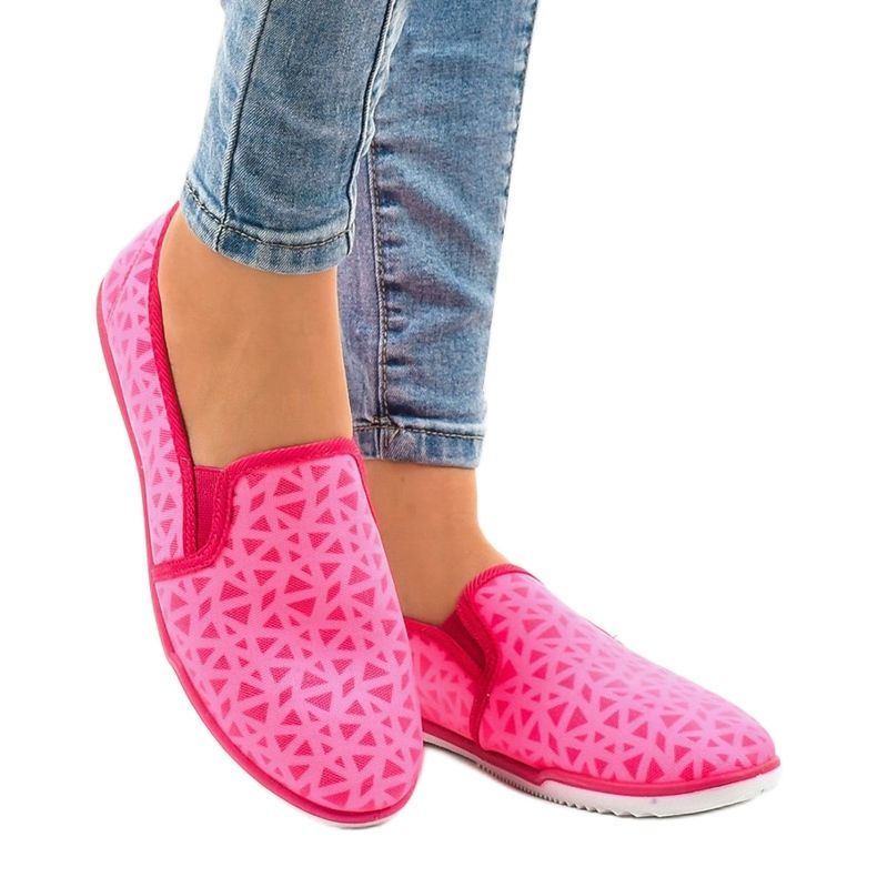 Sneakers senza lacci in lycra HB-5 rosa 1