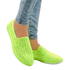 Sneakers senza lacci in lycra HB-5 verdi verde 1
