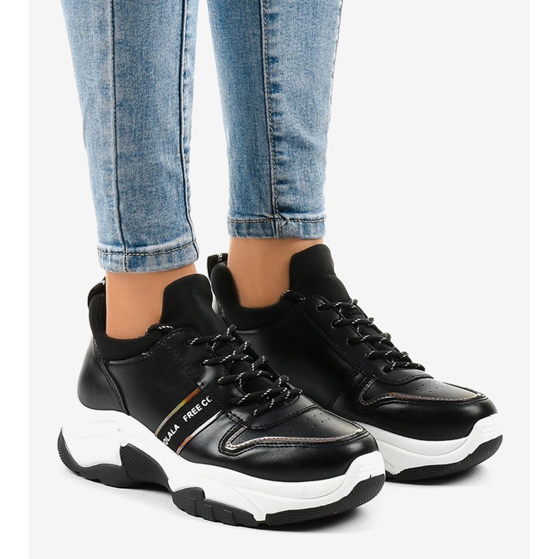 Sneakers alla moda in ecopelle B0-189 nero 1