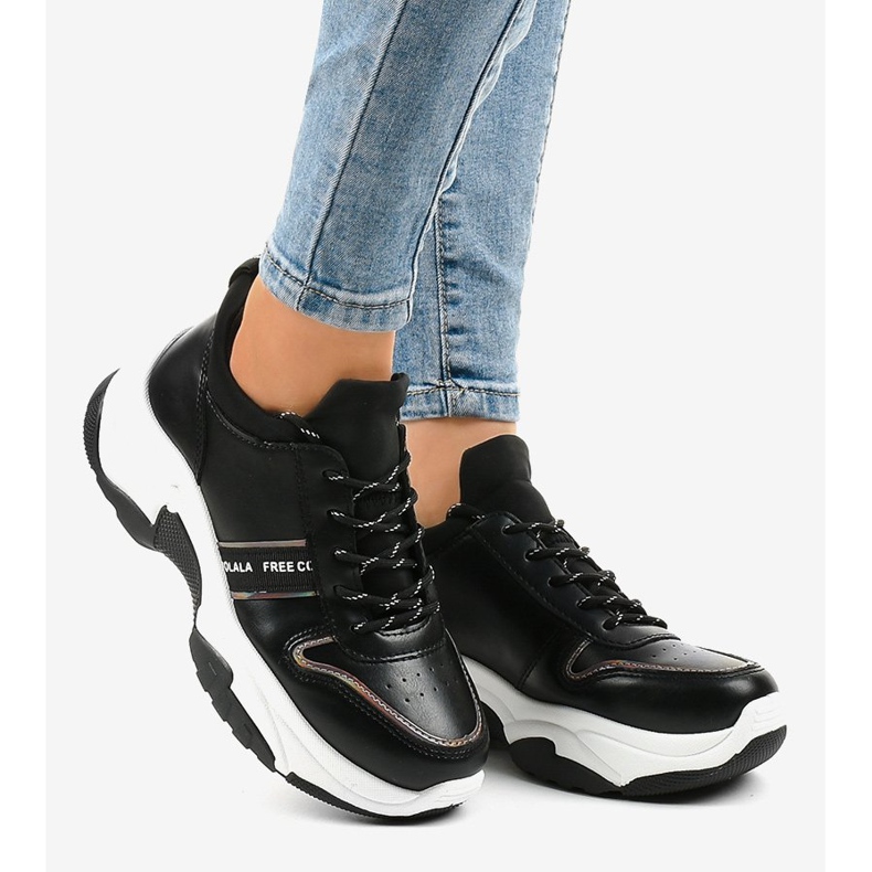 Sneakers alla moda in ecopelle B0-189 nero 2