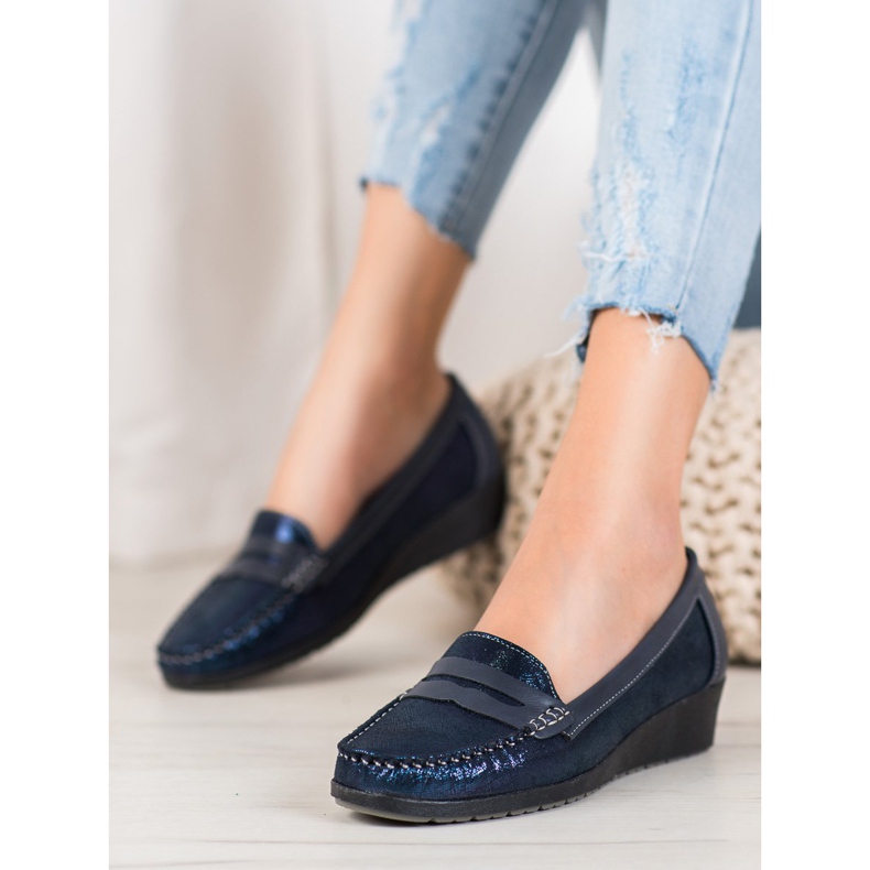 Comer Mocassini eleganti sulla piattaforma blu navy blu 1