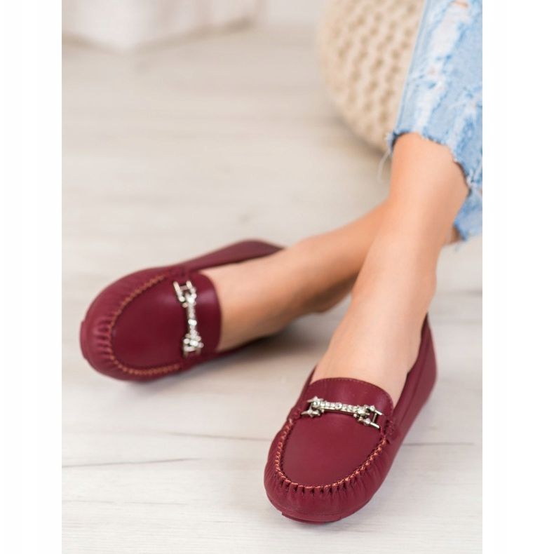 Fama Mocassini Con Cubic Zirconia rosso 1