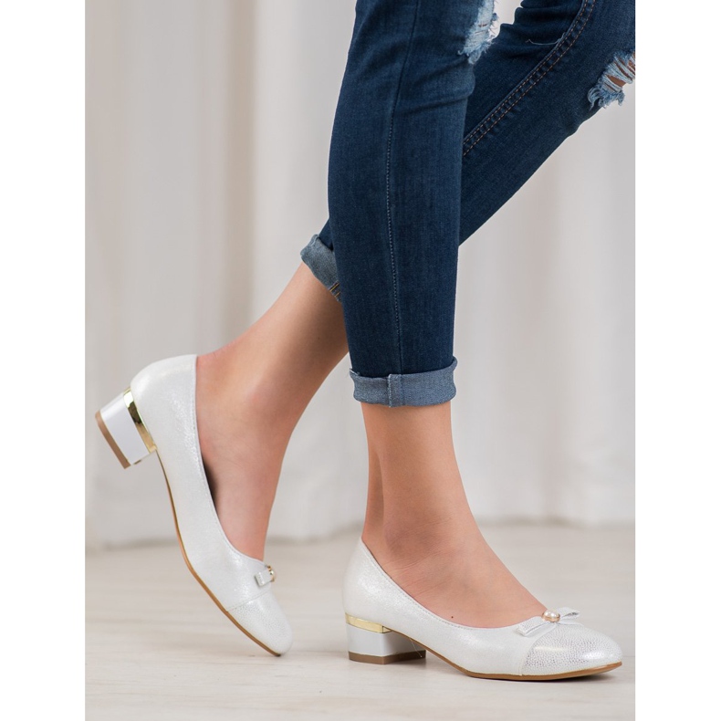 SHELOVET Décolleté eleganti con perla bianca grigio 1