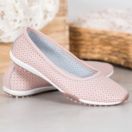 Filippo Ballerine in pelle traforata rosa 1