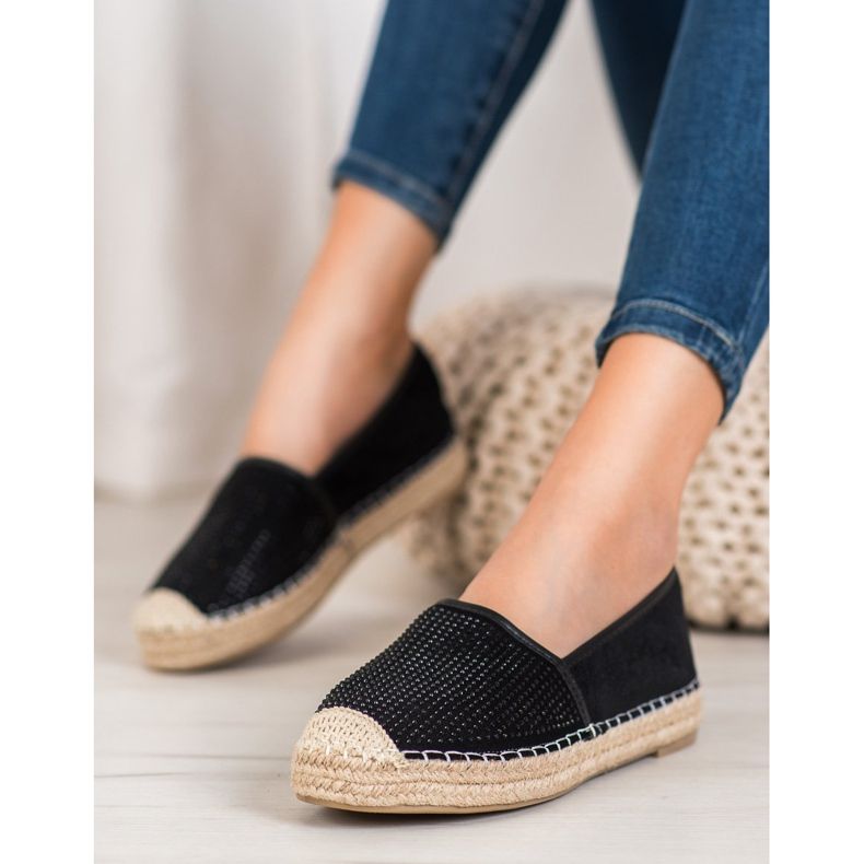 Best Shoes Espadrillas Nere Con Cristalli nero giallo 1