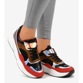 Sneakers nere, sneakers sportive C9218 marrone nero rosso grigio multicolore 1