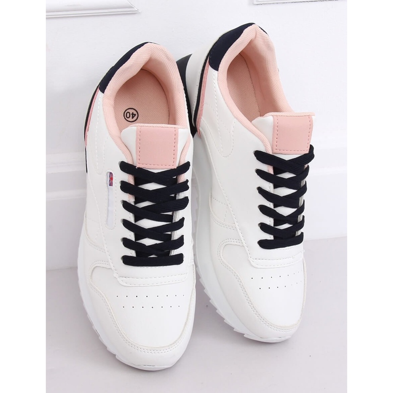 Scarpe sportive da donna bianche BK938 WHITE / BLUE bianca blu navy 2