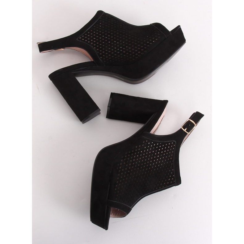 Sandali neri traforati con tacco alto 9R82 Black nero 2