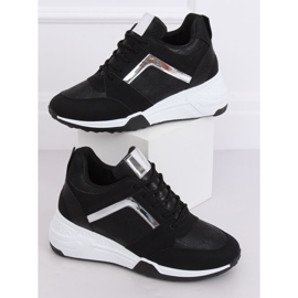 Sneakers nere con zeppa YL-33 Black nero giallo 1