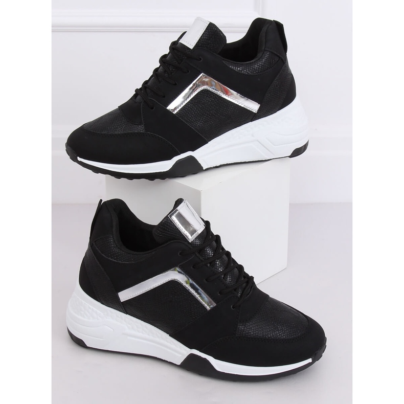 Sneakers nere con zeppa YL-33 Black nero giallo 1