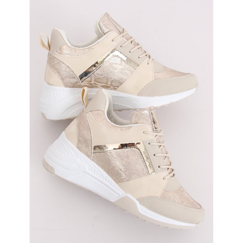 Sneakers con zeppa beige YL-33 Beige 1