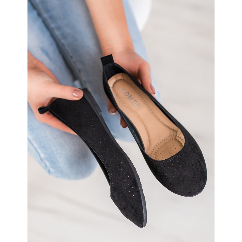 SHELOVET Ballerine traforate nero 2