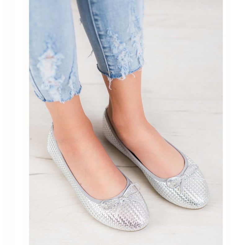SHELOVET Ballerine intrecciate in argento 1