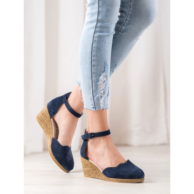 Filippo Scarpe con zeppa in pelle blu navy blu 1