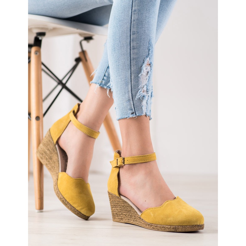 Filippo Scarpe con zeppa in pelle giallo 1