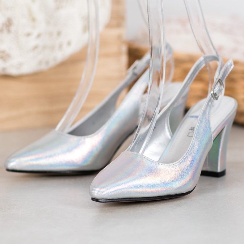 Goodin Décolleté con effetto olografico grigio 2