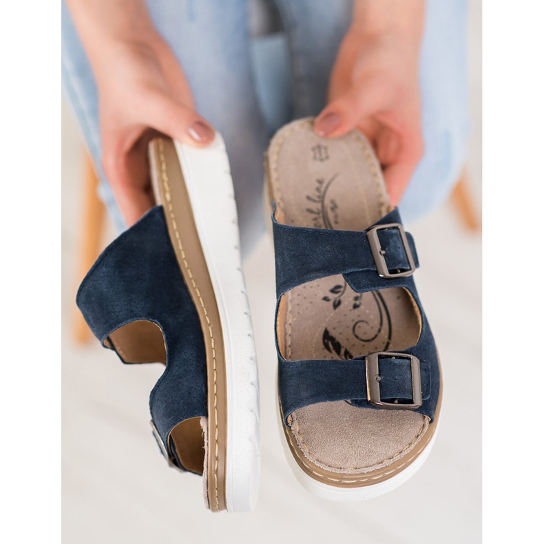 Filippo Comode pantofole in pelle blu 2