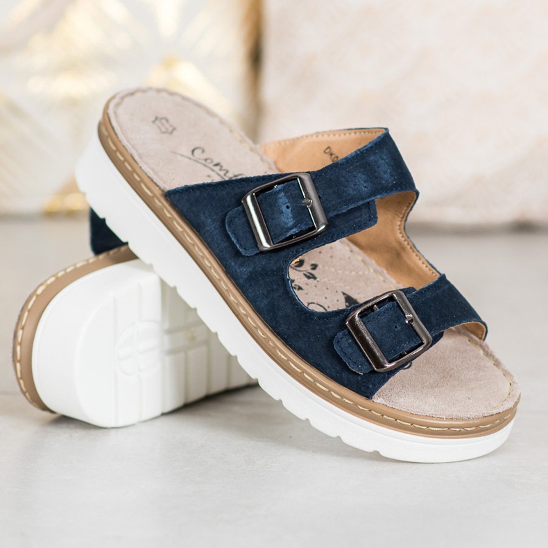 Filippo Comode pantofole in pelle blu 1
