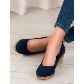 Filippo Décolleté con zeppa in pelle blu 1