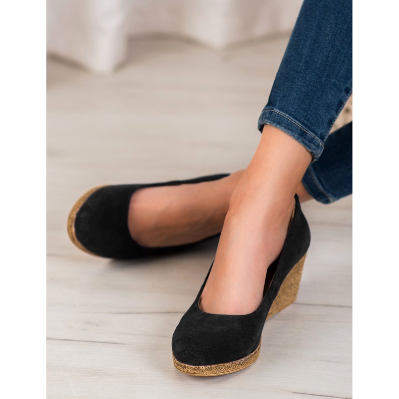 Filippo Décolleté con zeppa in pelle nero 1