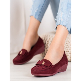 SHELOVET Ballerine bordeaux su zeppa rosso 1