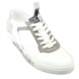 Scarpe sportive in pelle Badura 3361 bianche bianco nero grigio 4