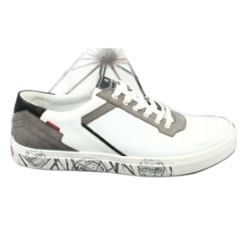Scarpe sportive in pelle Badura 3361 bianche bianca nero grigio 3