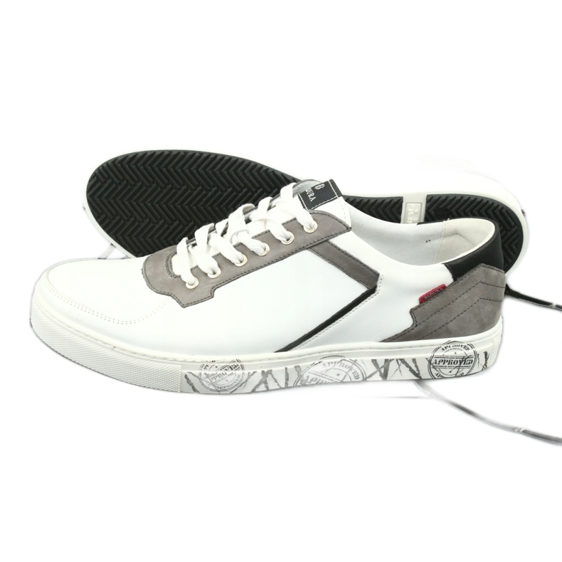 Scarpe sportive in pelle Badura 3361 bianche bianco nero grigio 6