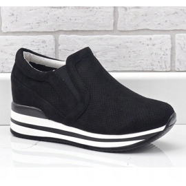 Sneakers nere con zeppe traforate RQ259 nero 1