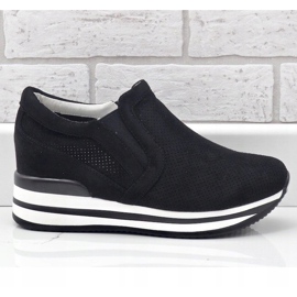 Sneakers nere con zeppe traforate RQ259 nero 2