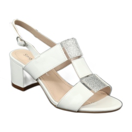 Sandali con tacco basso Sergio Leone SK910 bianca grigio 1