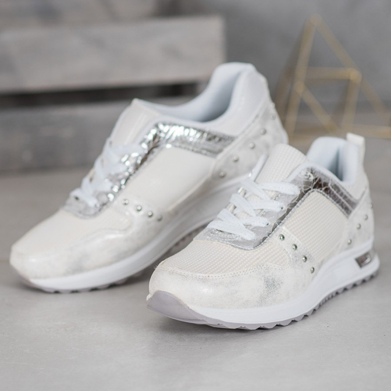 Emaks Sneakers lucide sulla piattaforma bianco grigio 1