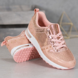 Emaks Sneakers lucide sulla piattaforma rosa giallo 1