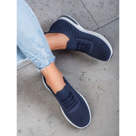 SHELOVET Scarpe in tessuto blu navy sulla piattaforma 1