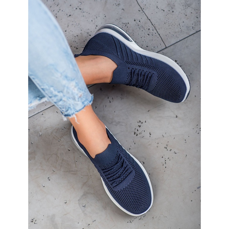 SHELOVET Scarpe in tessuto blu navy sulla piattaforma 1