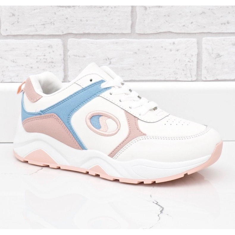 Scarpe sportive alla moda bianche BO-186 bianco rosa 1