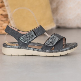 VINCEZA Sandali Velcro nero grigio 1