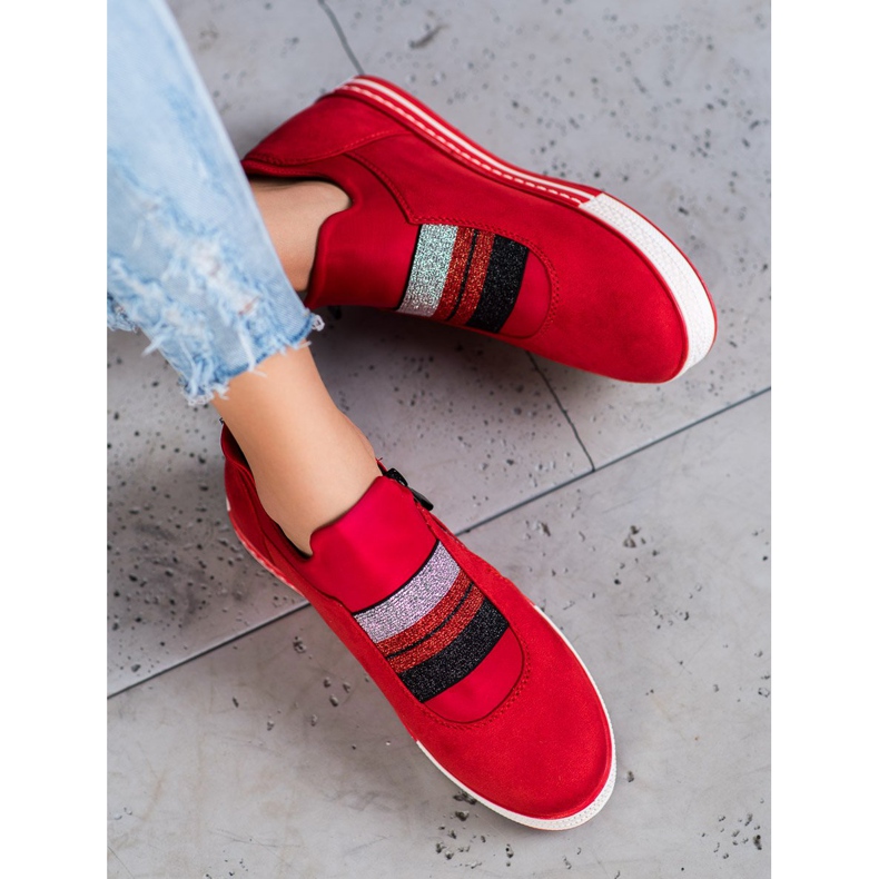Ideal Shoes Sneakers Slip-on Con Cerniera rosso 1