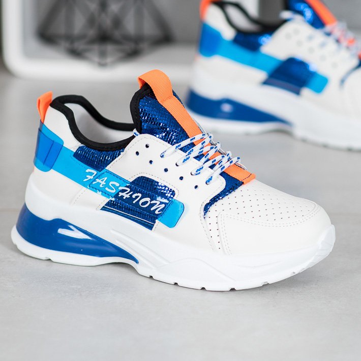 SHELOVET Sneakers bianche alla moda bianca blu 1