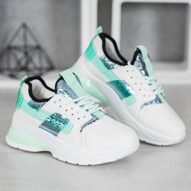 SHELOVET Sneakers bianche alla moda bianca verde 1
